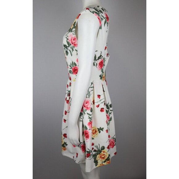 EMERALD SUNDAE - WOMEN'S WHITE FLORAL PRINT FIT & FLARE DRESS - SIZE L - Picture 4 of 6
